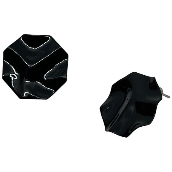 Vintage Black Circle Post Earrings - Picture 4 of 9